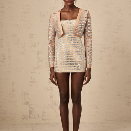 Helena Stud Embellishment Cropped Jacket Neutrals