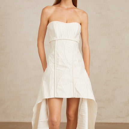Helena White Off-Shoulder Mini Dress with Draped Design