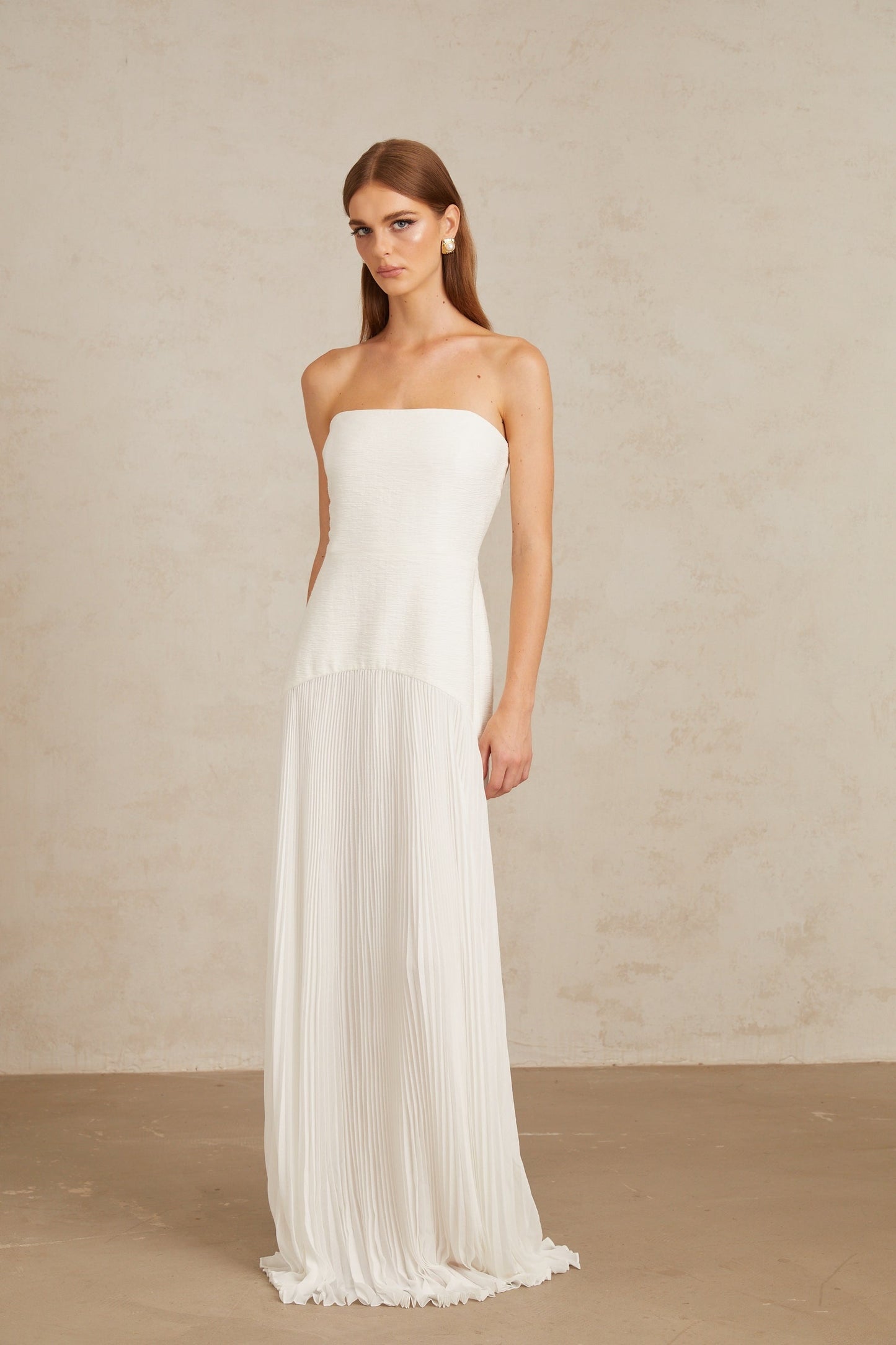 Helena White OffShoulder Tulle Panel Maxi Gown
