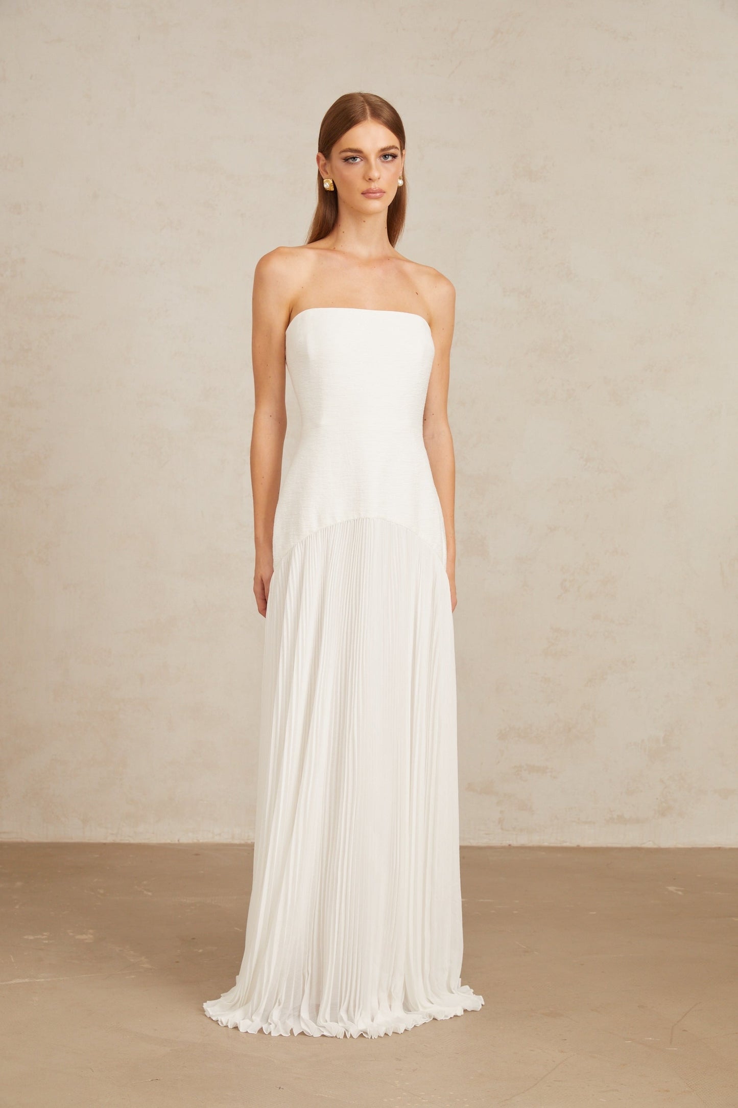Helena White OffShoulder Tulle Panel Maxi Gown