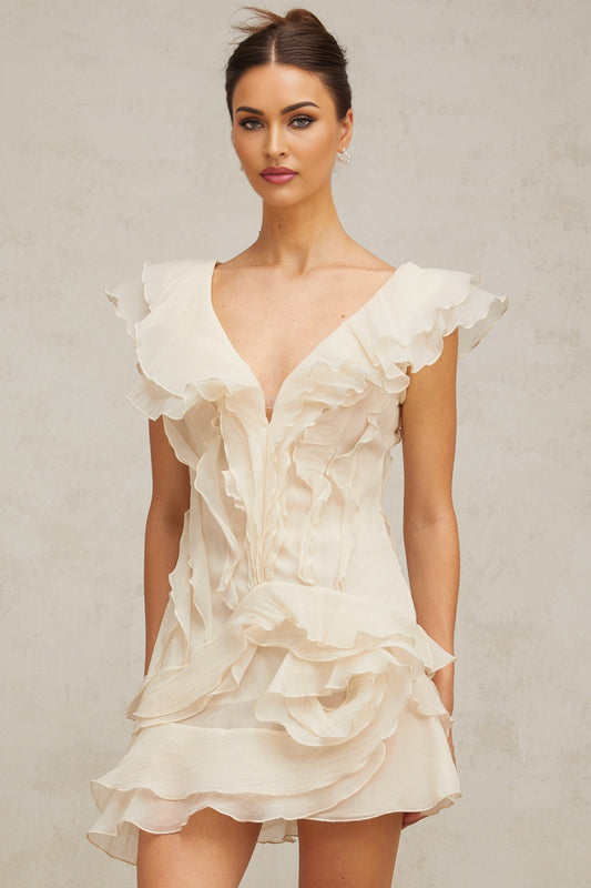 Hélène fauxflower layered ruffled mini dress