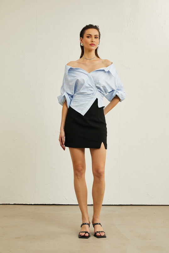 Hélène striped offshoulder blouse
