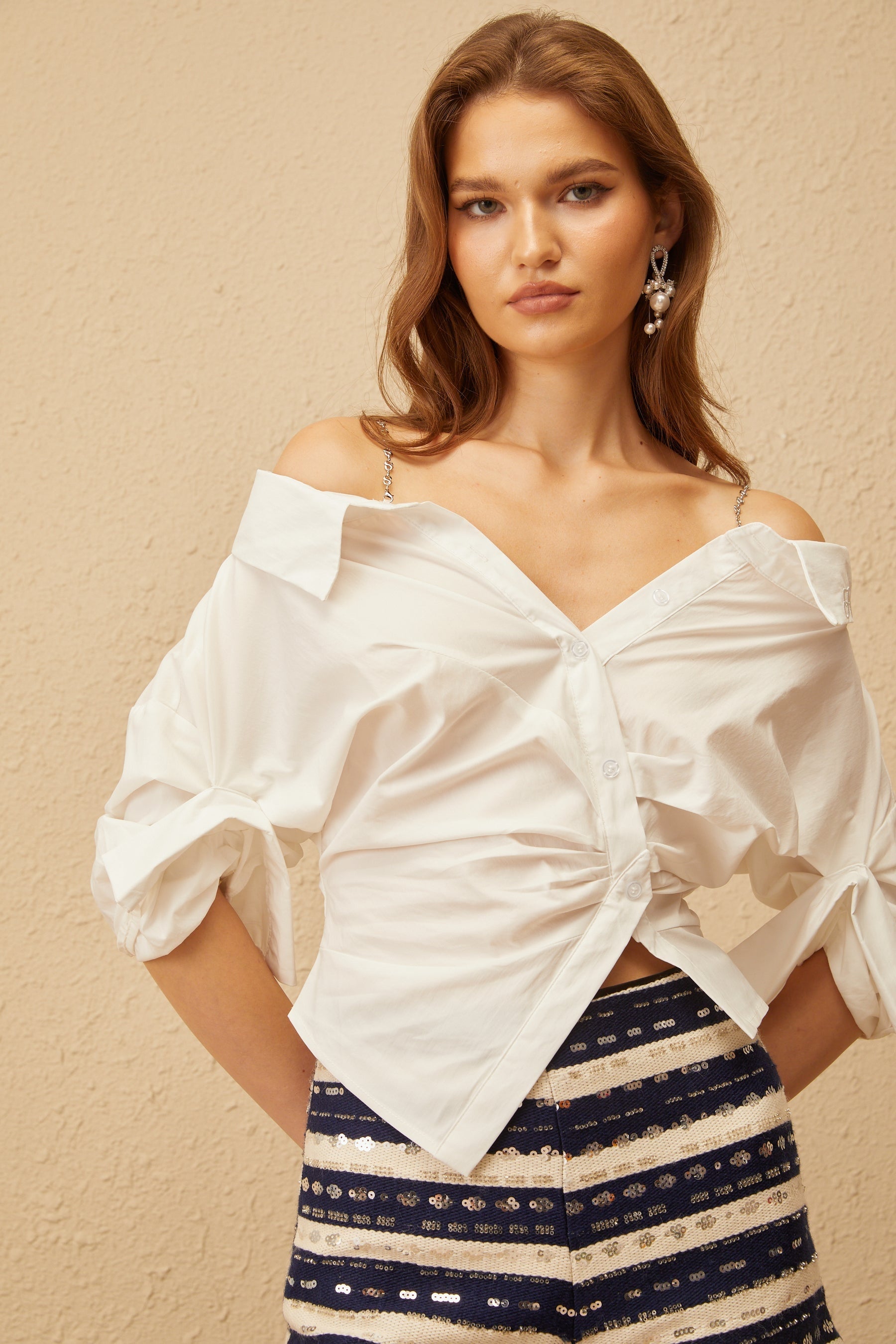 Hélène White Deconstructed Cropped Blouse