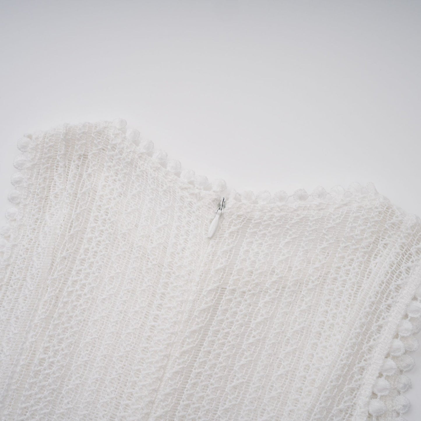 Hélène white pointelle puff midi dress