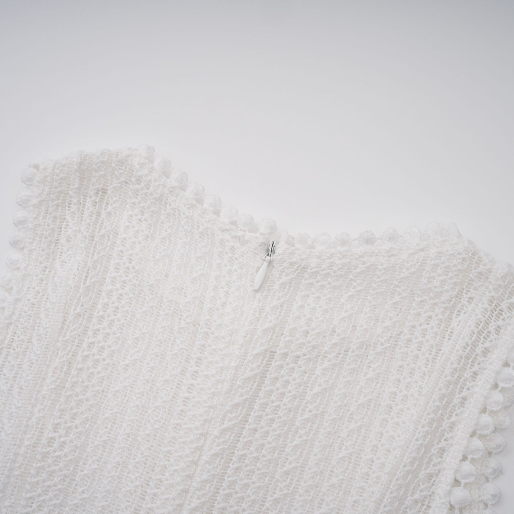 Hélène white pointelle puff midi dress