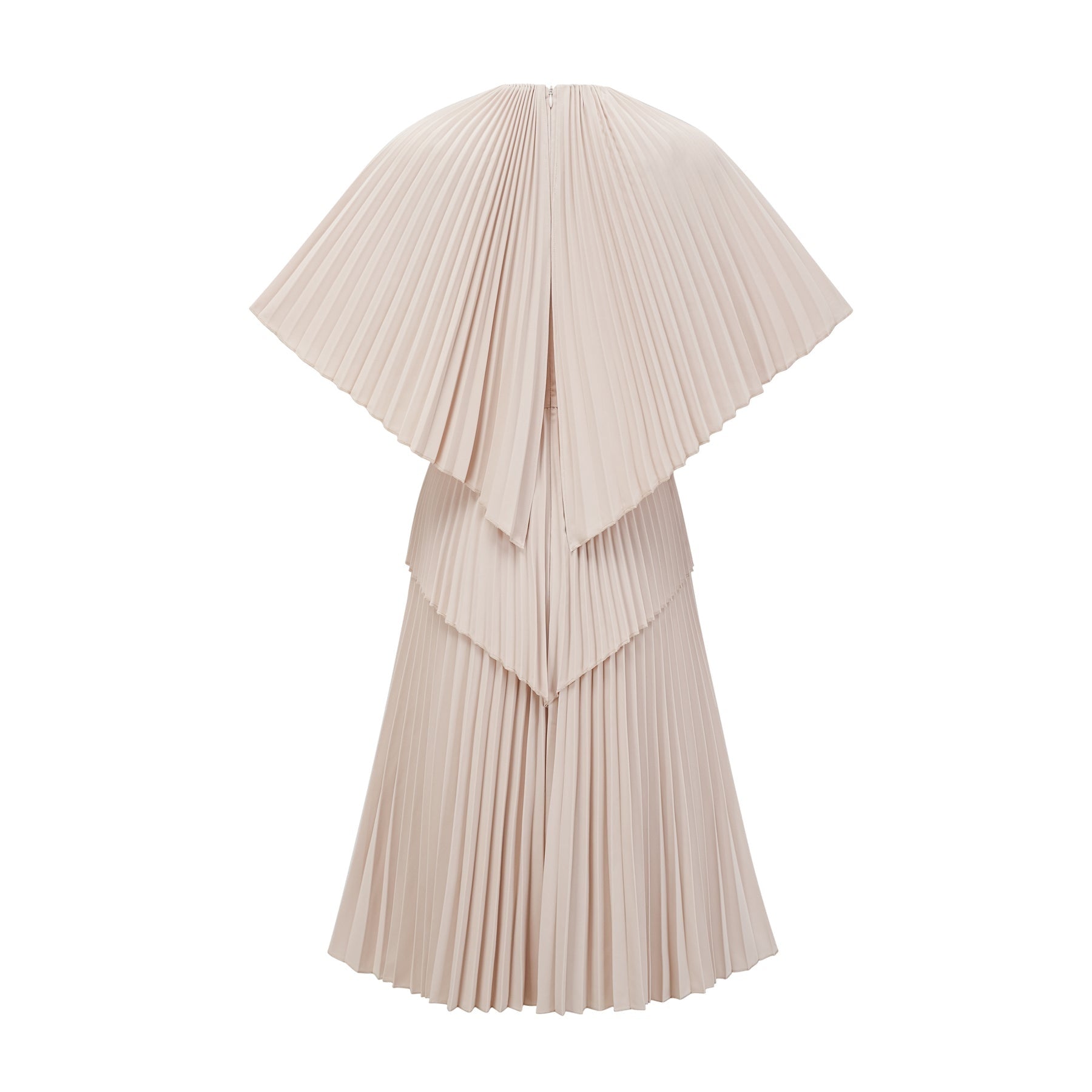 Héloïse neutrals cape pleated midi dress