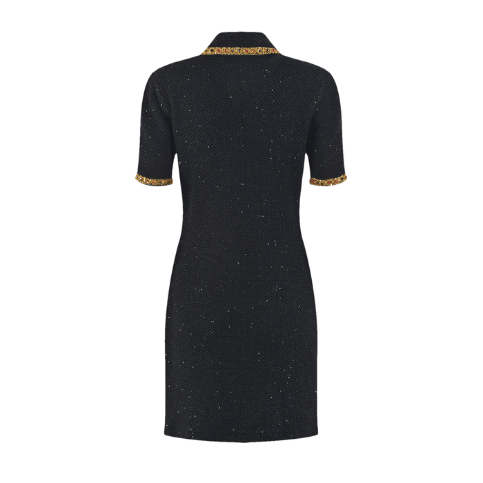 Meredith Knitted Dress With Sequin Lapel & Pockets Jacqueline van Hoef