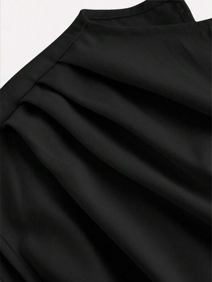 HIGH NECK SOLID POCKET JUMPSUIT WITH BELT
