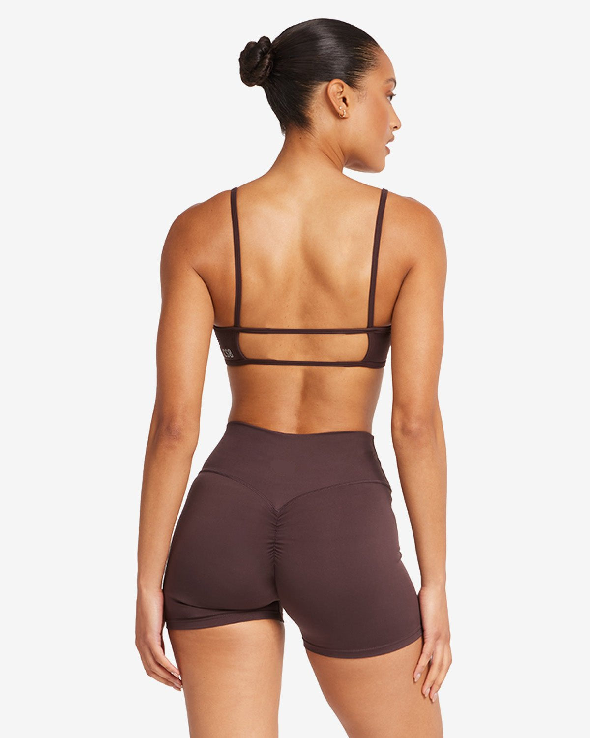 High - quality cropped joggers with elastic waistband and tape fit - Brown