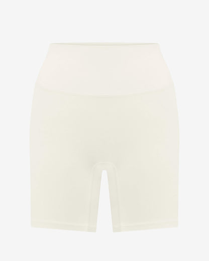 High - waist compression shorts 6 inch length - Cream