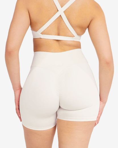 High - waist compression shorts 6 inch length - Cream