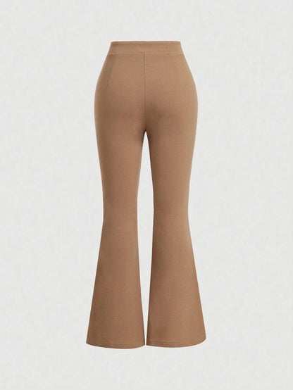 High Waist Flare Leg Black Toothpick Pleats Pants Flare Pants For Womenflare Pants Girlsbrown Pants