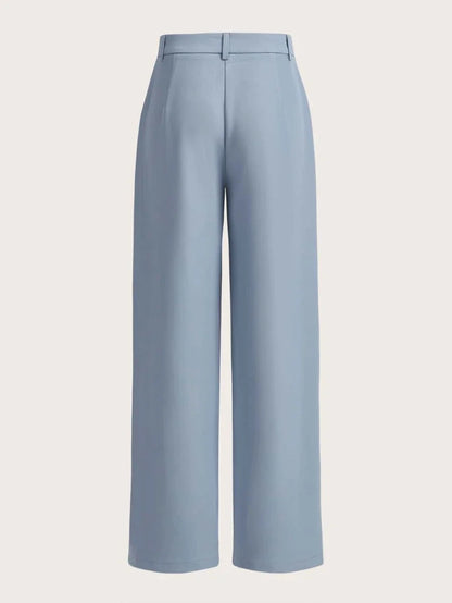 High Waist Light Blue Straight Leg Summer Pants
