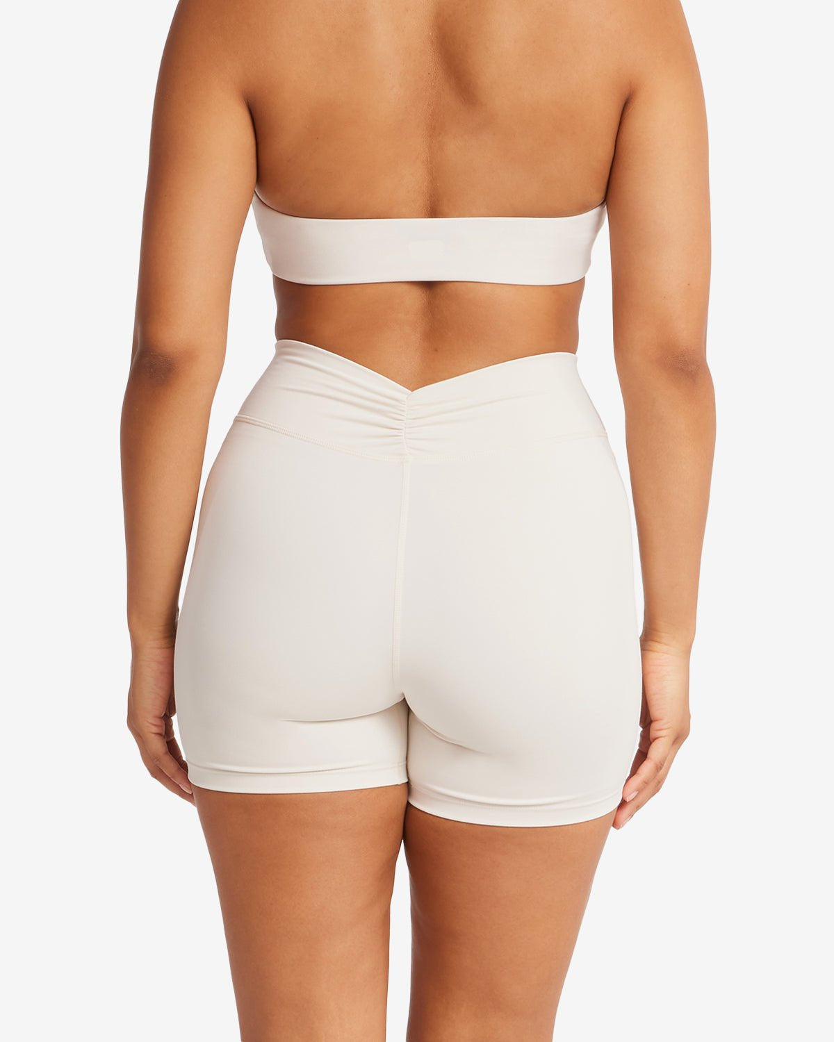 High - waist pleated shorts - 5 inseam - Vanilla