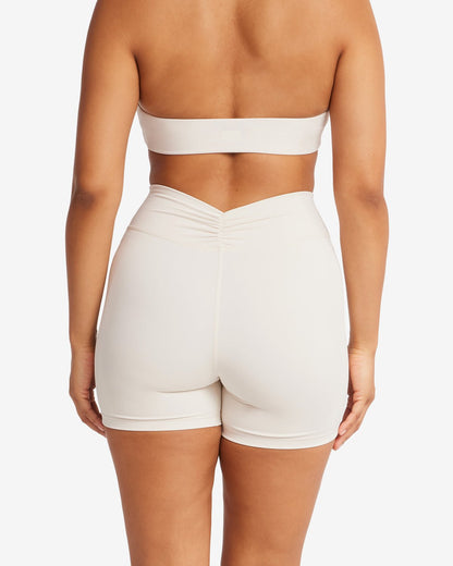 High - waist pleated shorts - 5 inseam - Vanilla