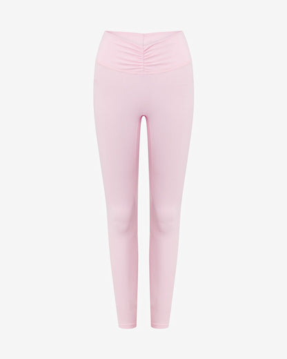 High - waist tummy control leggings with gathe detail - Pink