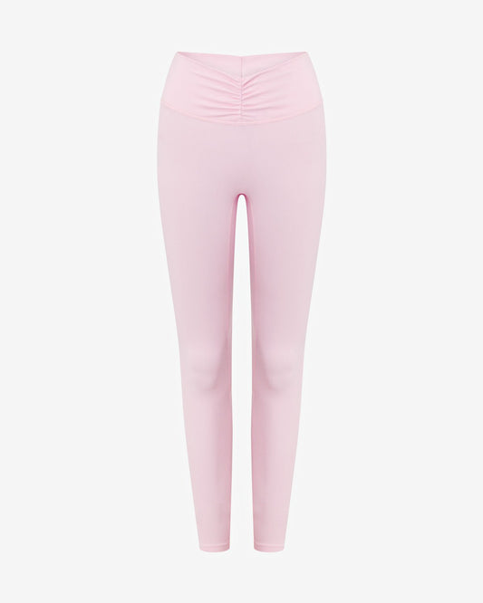 High - waist tummy control leggings with gathe detail - Pink