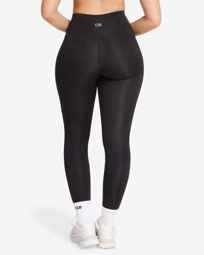 High - waisted compression leggings with side pockets - Black