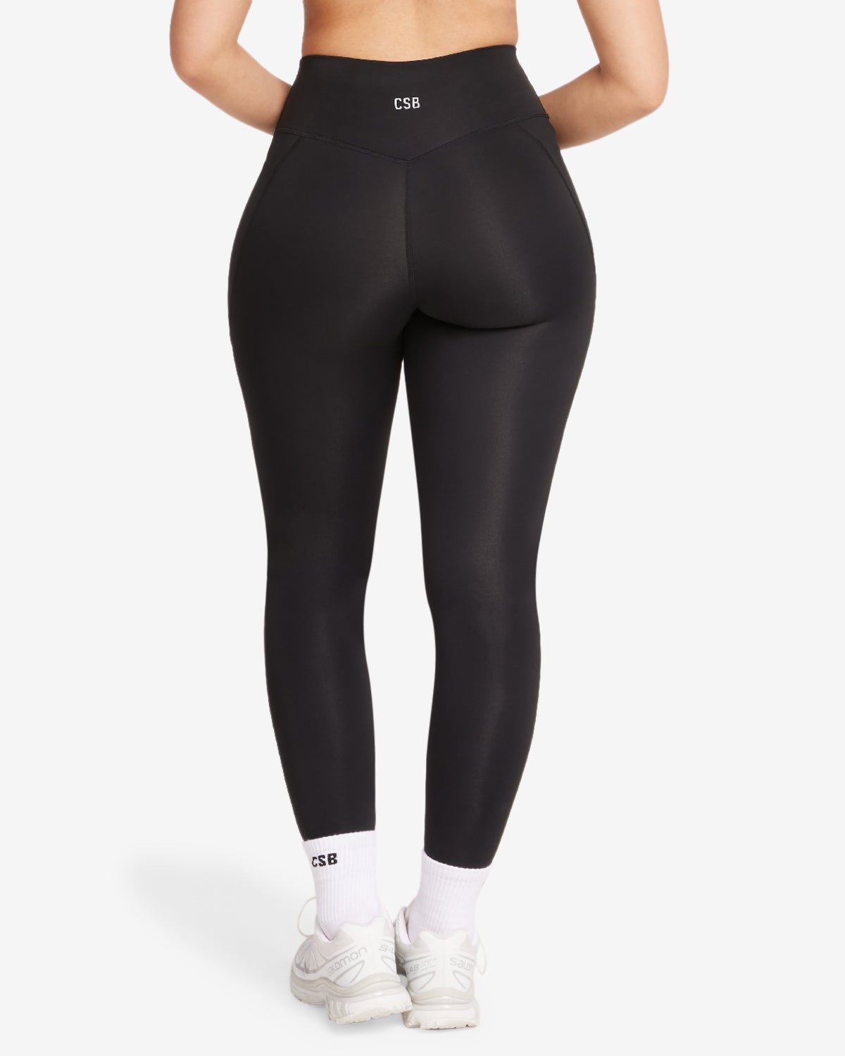 High - waisted compression leggings with side pockets - Black