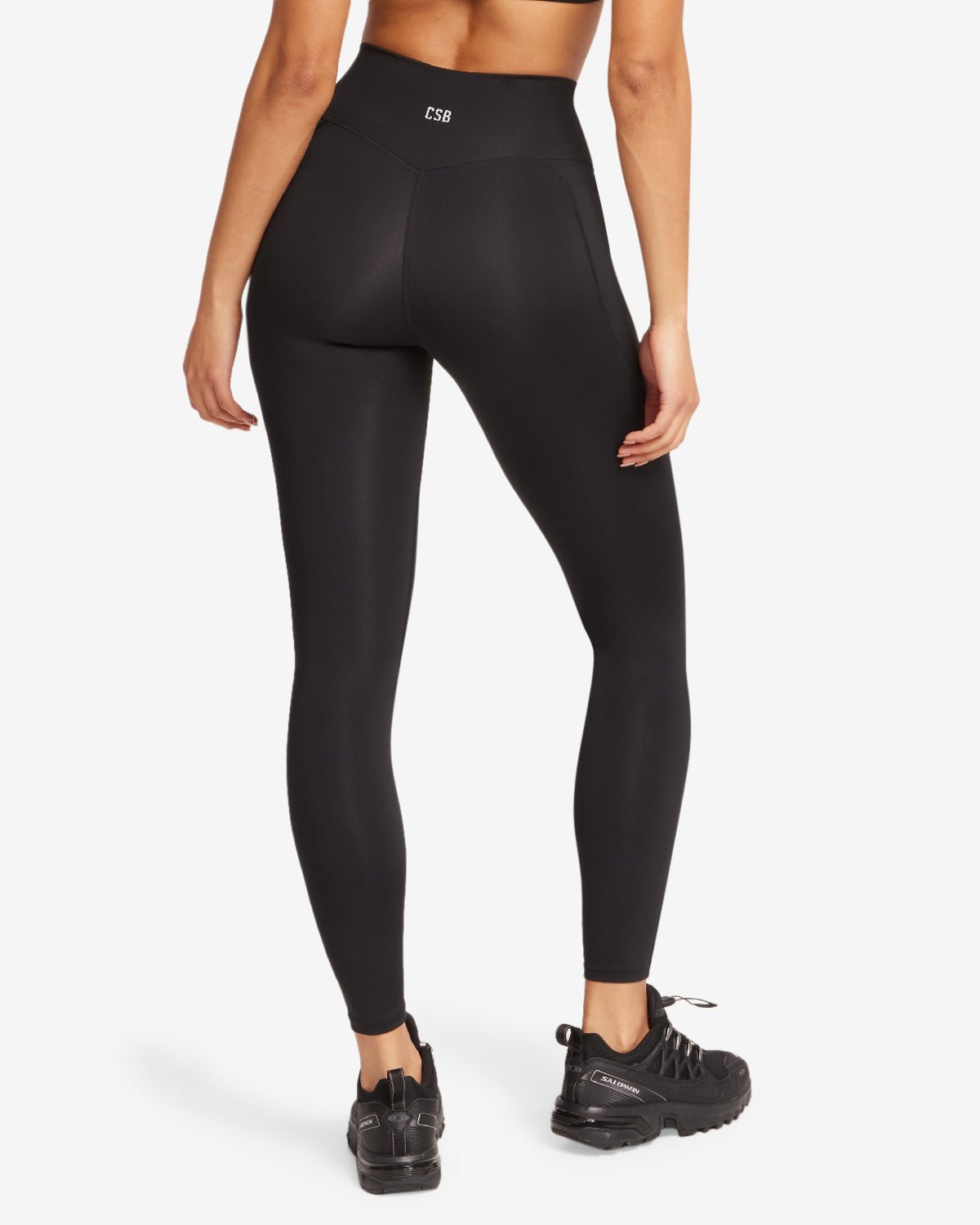 High - waisted compression leggings with side pockets - Black