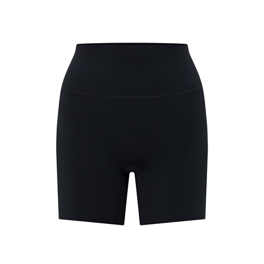 High - waisted scrunch waistband athletic shorts with 6 inseam - Black