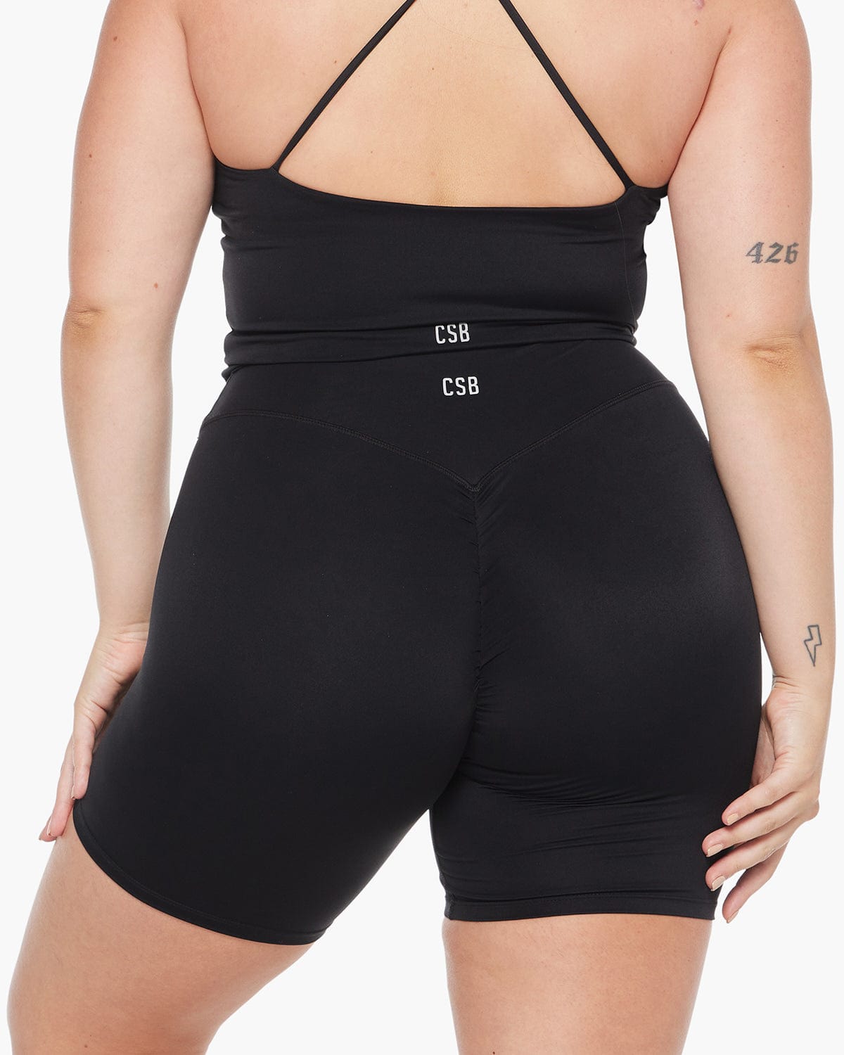 High - waisted scrunch waistband compression shorts 6 - Black