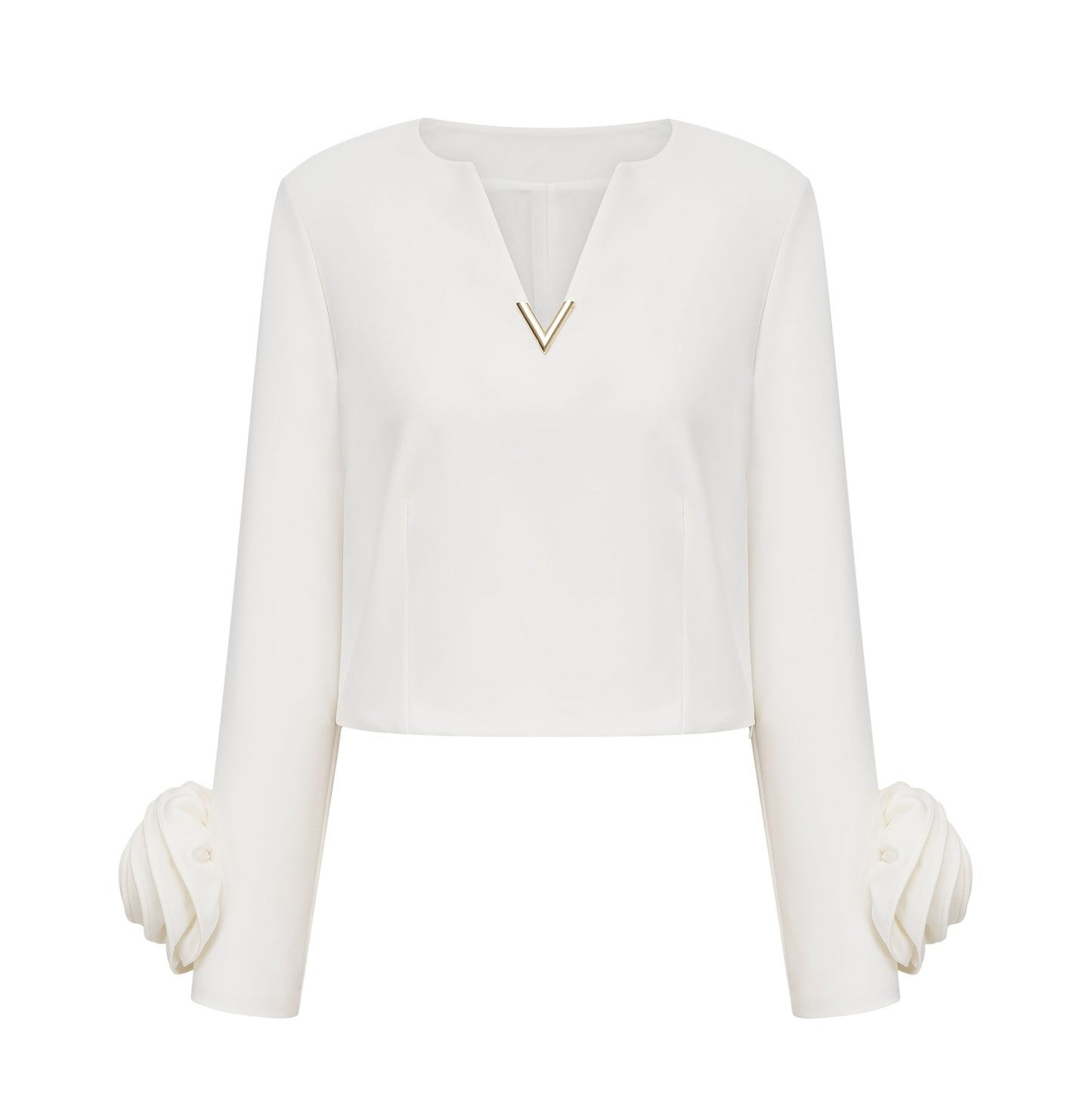 Hilaire white 3dpetal top  skirt matching set