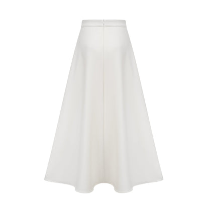 Hilaire white 3dpetal top  skirt matching set