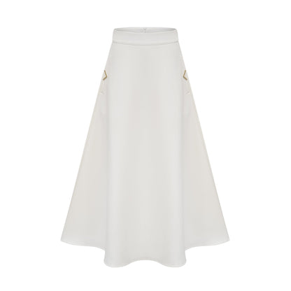 Hilaire white 3dpetal top  skirt matching set