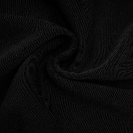Holland Black Corset Style Maxi Dress with Bow Embellishment and High Slit in Terylene Fiber