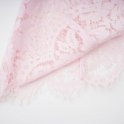 Holly Pink Lace Midi Dress with Crystal Bowknots and Decorative Buttons