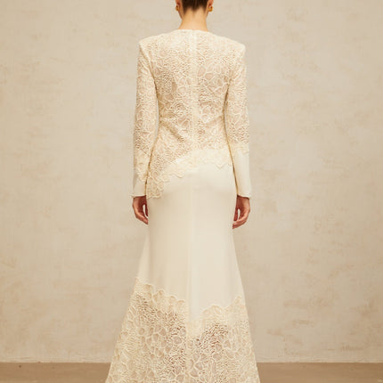 Holly White Maxi Dress with Floral Embroidery and Sequin Embellishments