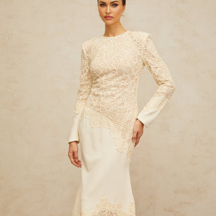 Holly White Maxi Dress with Floral Embroidery and Sequin Embellishments