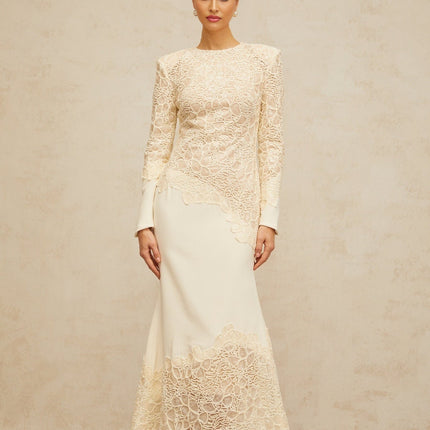 Holly White Maxi Dress with Floral Embroidery and Sequin Embellishments