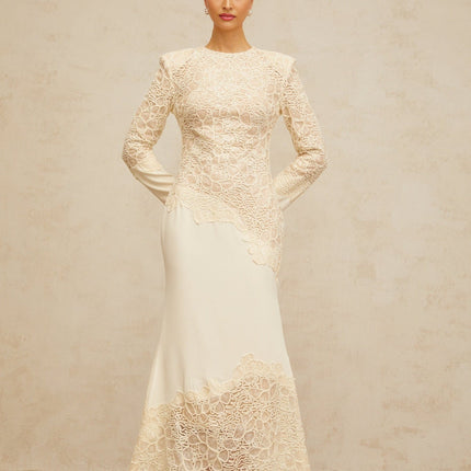 Holly White Maxi Dress with Floral Embroidery and Sequin Embellishments