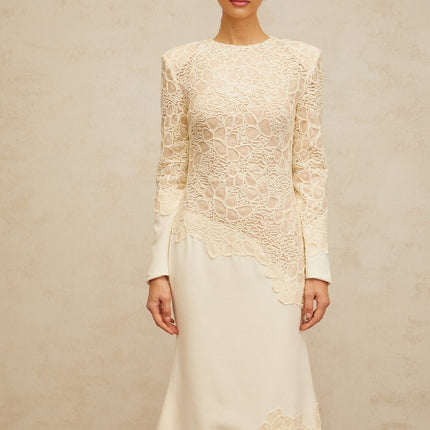 Holly White Maxi Dress with Floral Embroidery and Sequin Embellishments