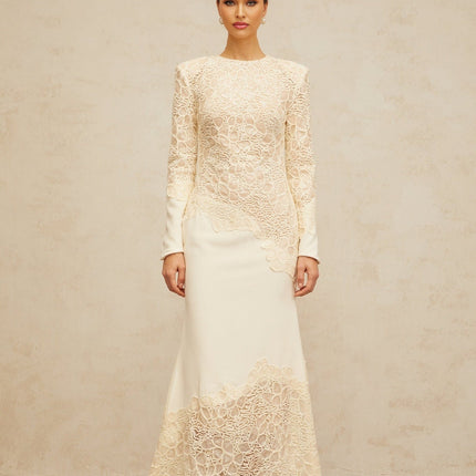 Holly White Maxi Dress with Floral Embroidery and Sequin Details