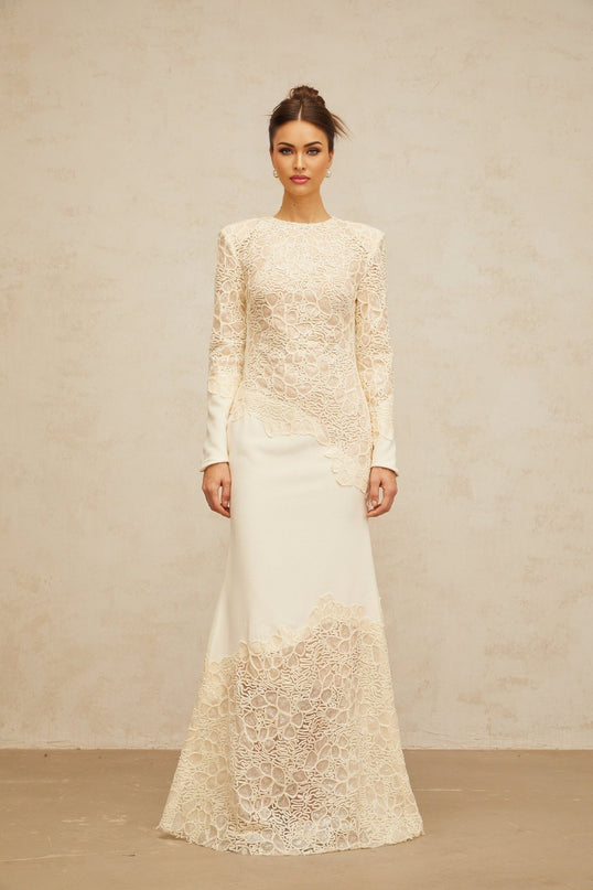 Holly White Maxi Dress with Floral Embroidery and Sequin Details