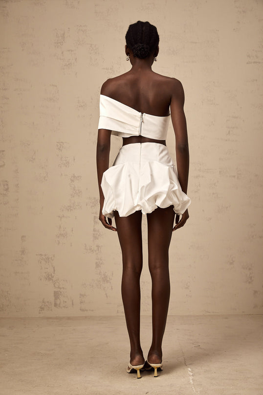 Honorine White Floral Pleated Top Skirt Matching Set