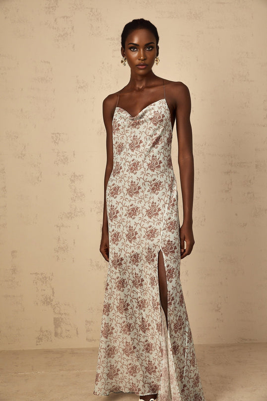 Honorine Womens Blue Sleeveless Floral Print Maxi Dress