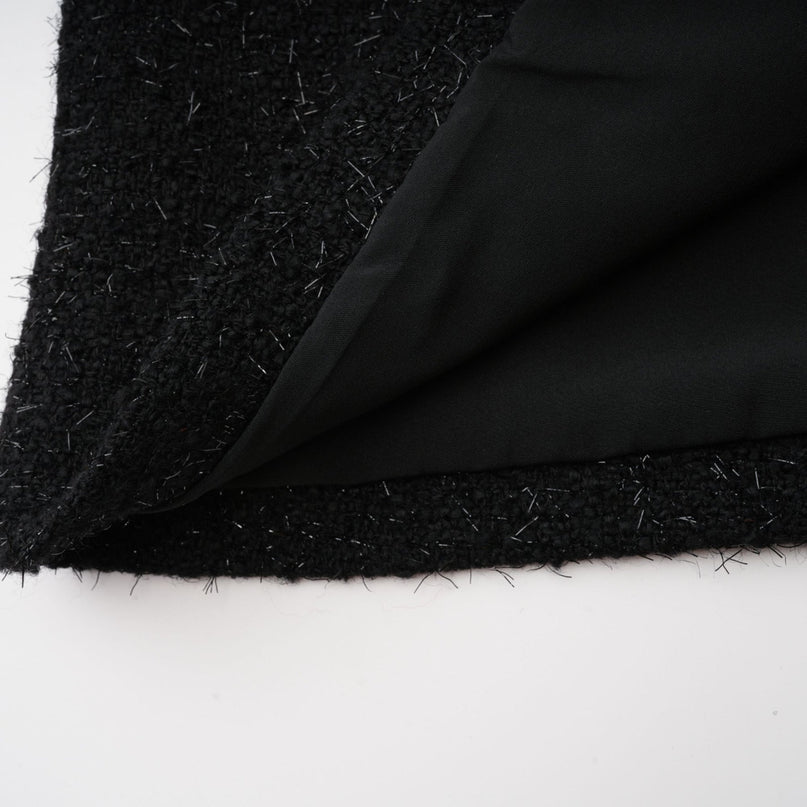 Hope Black Tweed Mini Dress with Bow Detailing and Side Slit