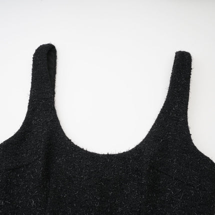 Hope Black Tweed Mini Dress with Bow Detailing and Side Slit