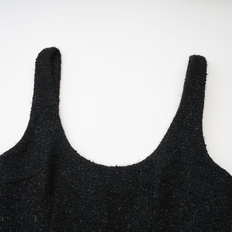 Hope Black Tweed Mini Dress with Bow Detailing and Side Slit
