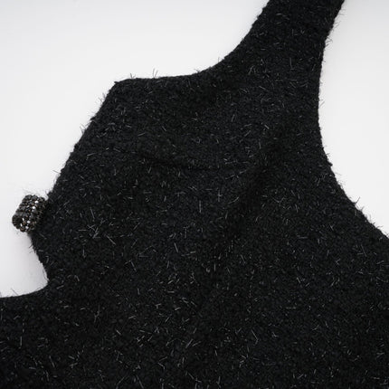 Hope Black Tweed Mini Dress with Bow Detailing and Cut-Out Accents