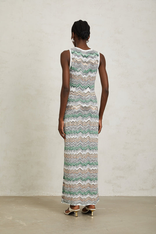 Hope Green Zigzag Maxi Dress