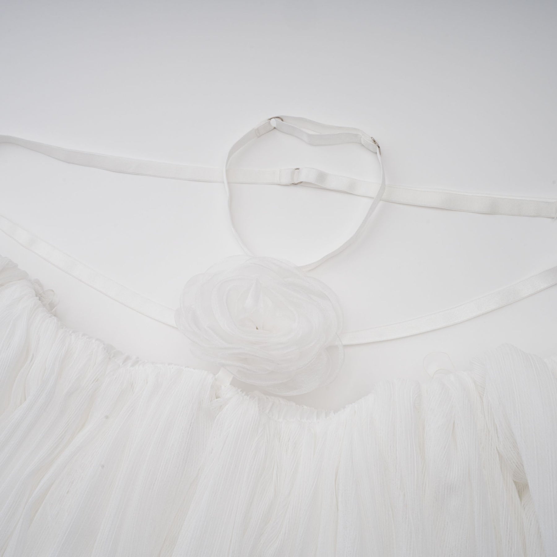 Hortense white floralappliqué pleated tulle mini dress