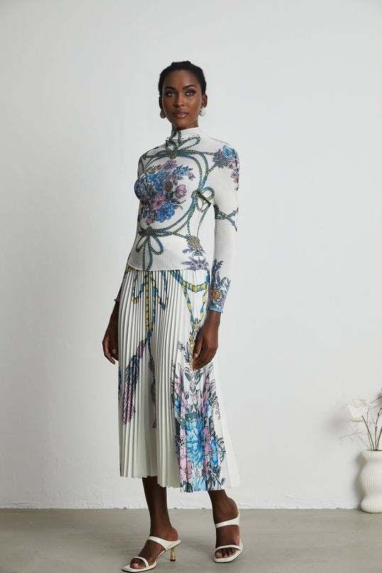 Huguette patternprint top  skirt matching set