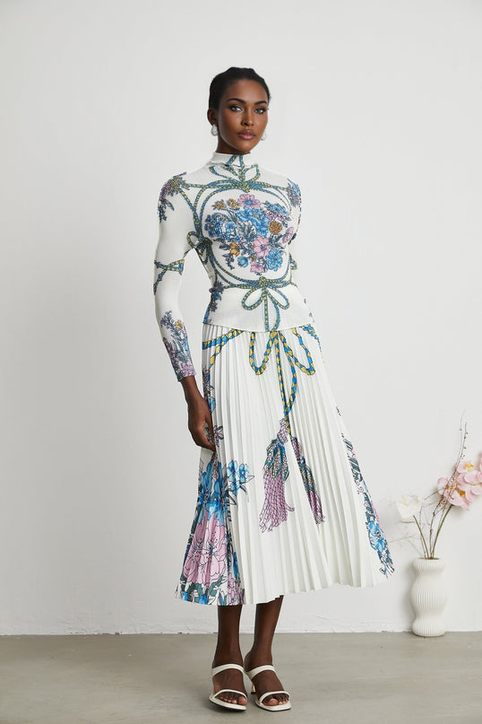 Huguette patternprint top  skirt matching set