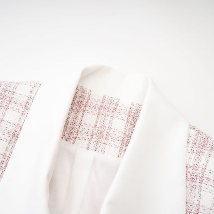 Hunter Pink White Tweed Skirt Top Set