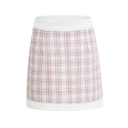 Hunter Pink and White Tweed Skirt and Top Set in Cropped length
